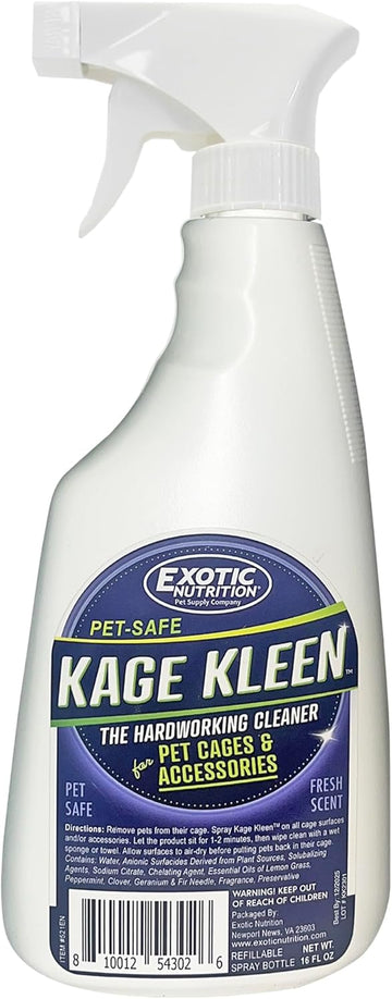 Kage Kleen 16 Oz. - 100% Natural, Eco-Friendly, Pet-Safe, Multi-Surface Cleaning Spray For Cages & Accessories