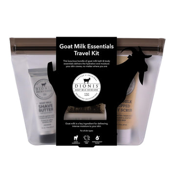 Dionis Goat Milk Skincare Lavender Blossom 6 Pc Self Care Essentials Travel Set - Bar Soap, Shave Butter, Hand Cream, Body Lotion & Whipped Sugar Body Scrub In Resealable Leak Resistant Carrying Case