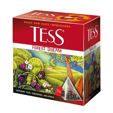 Tess Forest Dream Black Tea Composition Raspberry And Blueberry Leaf Tea In 20 Pyramid Sachets