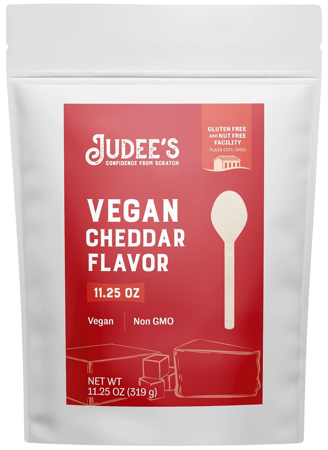 Judee’S Vegan Cheddar Flavor Powder 11.25Oz - 100% Non-Gmo, Vegan, Gluten-Free & Nut-Free - Great Dairy Cheese Powder Alternative - Made In Usa - Use In Sauces, Seasonings, And Soups