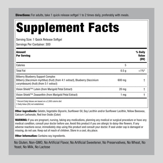 Piping Rock Eye Health Supplements | 300 Softgels | Senior Vision Care Complex | Plus Lutein | Non-GMO, Gluten Free Supplement