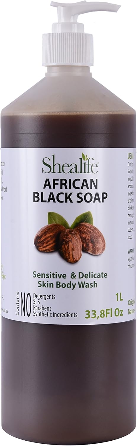 African Black Soap Liquid, 1 Litre, With Shea Butter, & Coconut Oil. No, SLS, Detergents & Parabens, 1000ml
