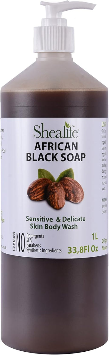 African Black Soap Liquid, 1 Litre, With Shea Butter, & Coconut Oil. No, SLS, Detergents & Parabens, 1000ml