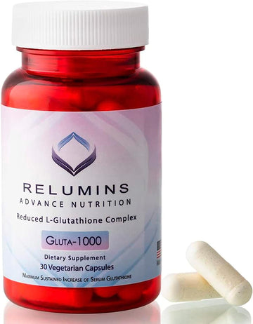Relumins Advance Nutrition Gluta 1000 - Reduced L-Glutathione, Alpha Lipoic Acid & Rose Hips - Antioxidant Support For Skin & Overall Wellness - 30 Veg Capsules X 3 Bottles (45-Day Supply)