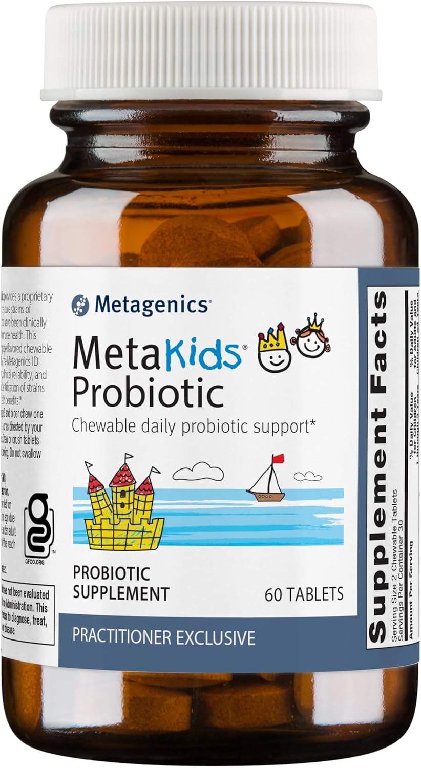 Metagenics Metakids Probiotic - 10 Billion Cfu - Children'S Probiotic Blend - Digestive Health & Immune Health* - For Ages 3 & Up - 60 Tablets