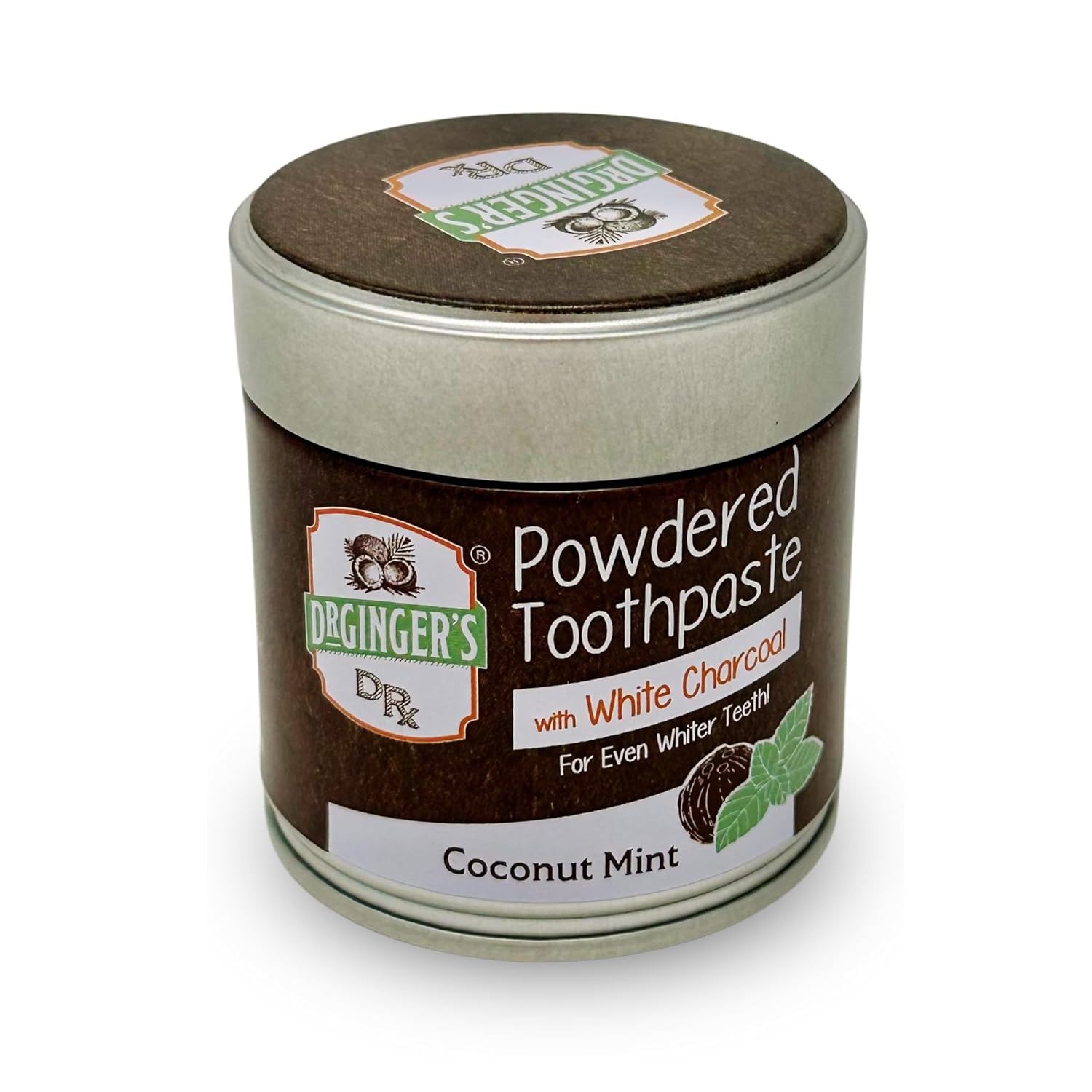 Dr. Ginger'S Nano Hydroxyapatite White Charcoal Toothpaste Powder For Sensitive Teeth And Gums - 1.28Oz Jar, All-Natural Whitening Tooth To Support Gum Health, Fluoride-Free - Coconut Mint