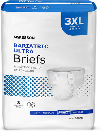 Mckesson Bariatric Ultra Briefs, Incontinence, Heavy Absorbency, 3Xl, 8 Count, 4 Packs, 32 Total