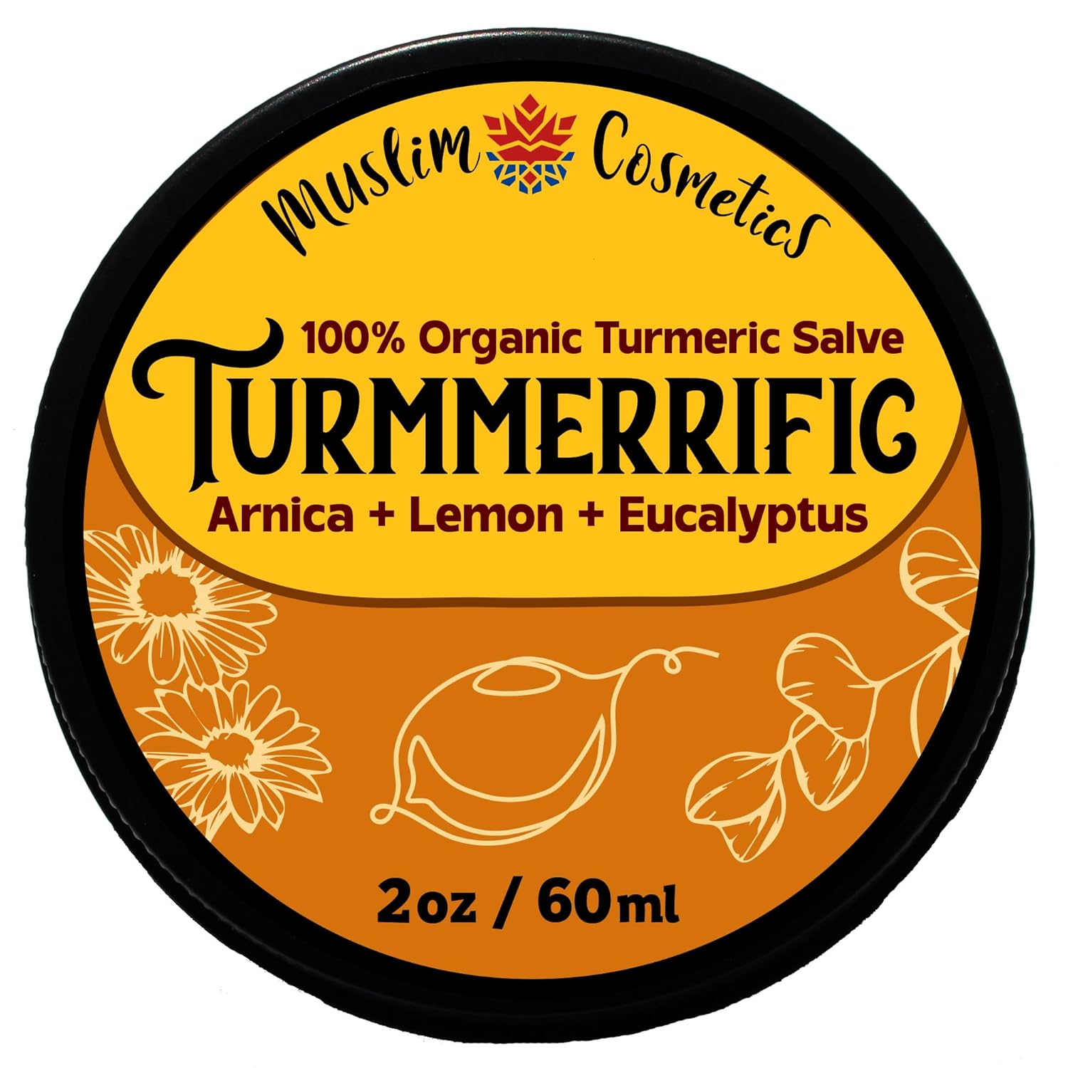 Organic Turmeric Salve | Arnica & White Turmeric Balm | Ginger + Lemon + Eucalyptus Rub | Moisturizer|| Made In Canada - Muslim Cosmetics - Turmmerrific 2Oz