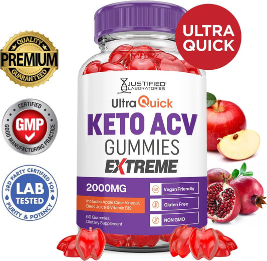 Ultra Quick Keto Acv Gummies Extreme 2000Mg Ultraquick Keto Gummies Apple Cider Vinegar Formulated With Pomegranate Beet Juice Powder B12 Vegan Non Gmo 60 Gummys
