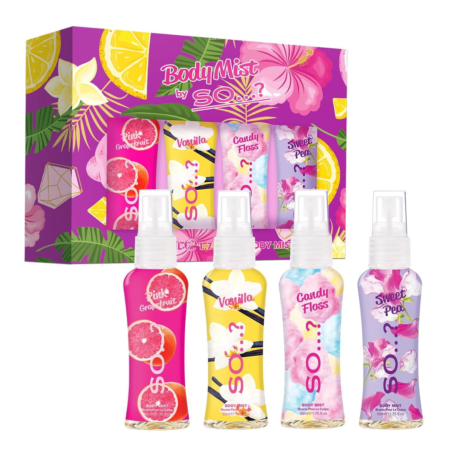 So… Body Mist Set - Body Spray For Women - Cruelty Free, Vegan Perfumes For Women - 650 To 1000 Sprays - Travel Size Gift Set - 4 Pcs