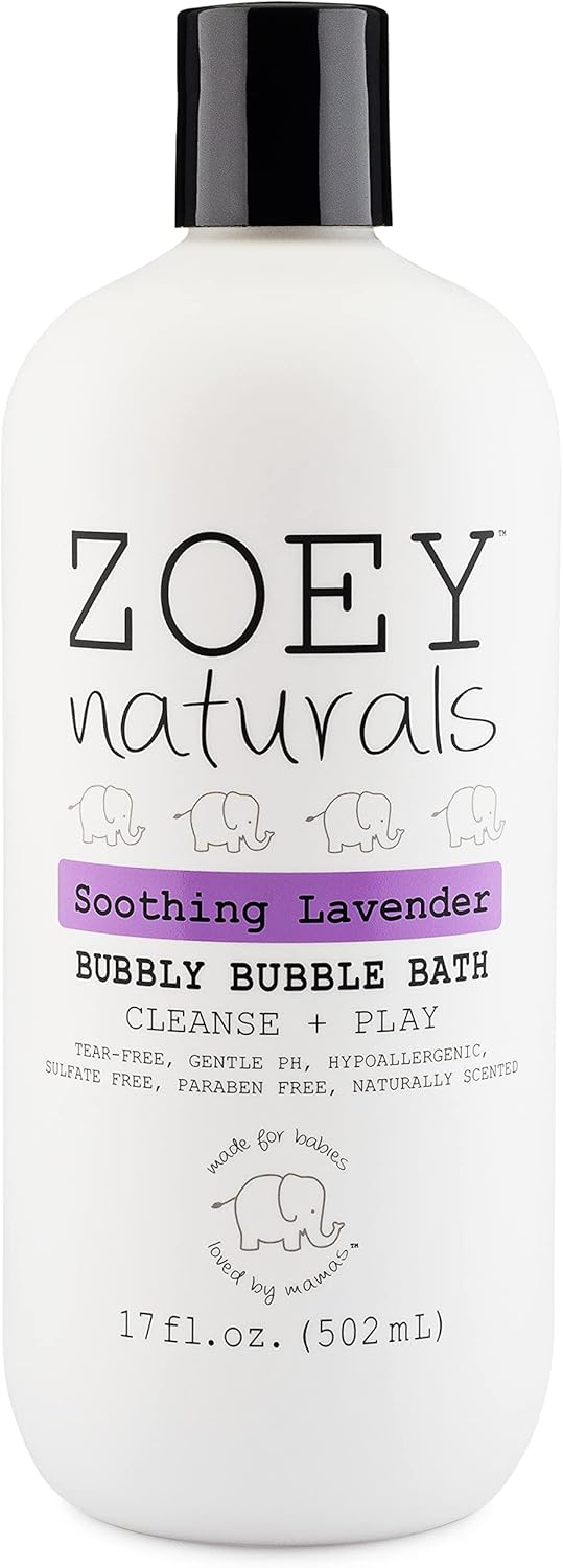 Zoey Naturals - Soothing Lavender Bubble Bath For Kids & Babies, Tear-Free Moisturizing Toddler Soap With Aloe & Avocado Oil For Calm Experience - Made In Usa, 17 Oz