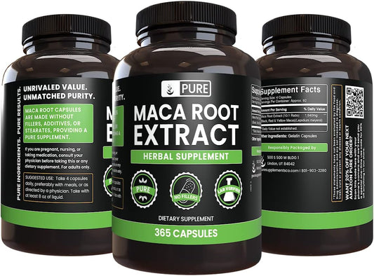 Pure Original Ingredients Maca Root (365 Capsules) No Magnesium Or Rice Fillers, Always Pure, Lab Verified