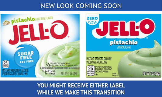 Jell-O Sugar Free Instant Pudding & Pie Filling Mix, 3 of each: Cheesecake, Pistachio, White Chocolate, Banana Cream with By The Cup Mood Spoons