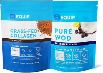 Equip Foods Collagen Powder Chocolate & Purewod Natural Pre-Workout Energy Powder