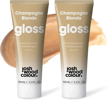 Josh Wood Hair Gloss (Champagne Blonde) - Semi-Permanent Gloss, Adds Warm And Golden Tones, Refreshes And Conditions Hair Colour - Lasts Up To 6 Washes - 100% Vegan - Cream (100Ml X 2)