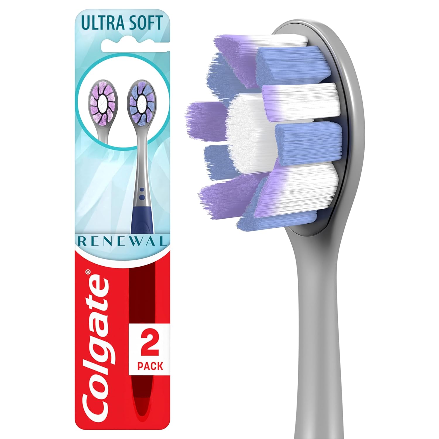 Colgate Renewal Manual Toothbrush, 2 Count (Pack Of 1), Multicolored