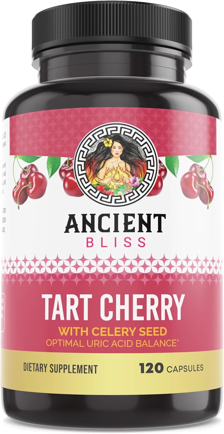Ancient Bliss Tart Cherry Capsules, Inflammation & Joint Support Supplement For Men & Women, Tart Cherry Supplement To Support Digestion, Sleep & Vitality (120 Capsules)