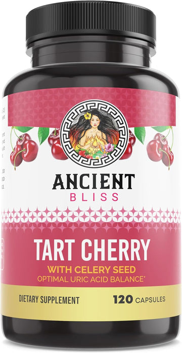 Ancient Bliss Tart Cherry Capsules, Inflammation & Joint Support Supplement For Men & Women, Tart Cherry Supplement To Support Digestion, Sleep & Vitality (120 Capsules)