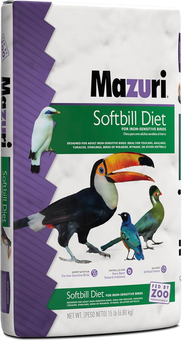 Mazuri | Softbill Diet For Iron-Sensitive Birds | 15 Pound (15 Lb) Bag