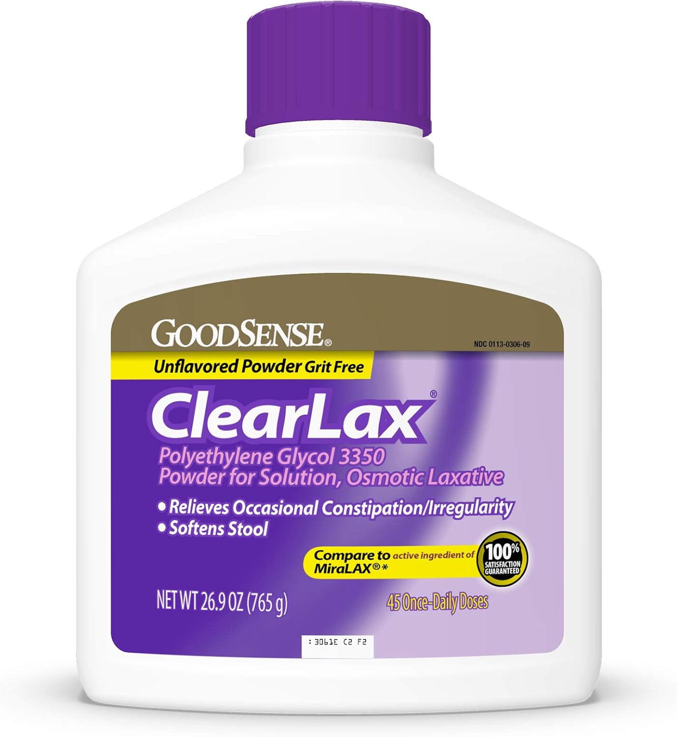 Goodsense Polyethylene Glycol 3350 Powder For Solution, Osmotic Laxative, Softens Stool, Relieves Occasional Constipation, 26.9 Ounce