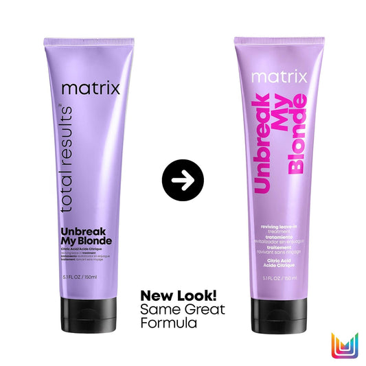 Matrix Unbreak My Blonde Reviving Leave-In Treatment | Strengthens And Adds Softness And Shine | For Damaged, Lightened And Over Processed Hair | Packaging May Vary | 5.1Oz. | Vegan