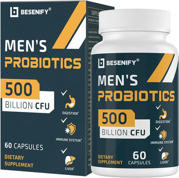 Probiotics For Men, 500 Billion Cfus & 12 Strains, Men'S Probiotic With Turmeric, Cranberry, Goji, Pro Biotics Mens For Overall Digestive, Immune Health, Stomach, Gut & Bloating, 30-Days Supply