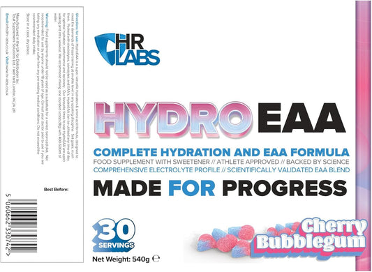Hr Labs Hydroeaa, Complete Hydration & Eaa Essential Amino Acid Formula, With Comprehensive Electrolytes Profile, 540G, 30 Servings, 4 Flavours (540G, Cherry Bubblegum)