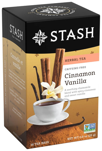 Stash Tea Cinnamon Vanilla Herbal Tea - Naturally Caffeine Free, Non-Gmo Project Verified Premium Tea With No Artificial Ingredients, 18 Count (Pack Of 6) - 108 Bags Total