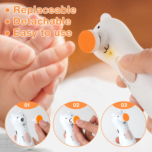 Haakaa Electric Nail Trimmer Replacement Pads Baby Nail Trimmer Heads For Standard Baby Nail File, Suitable For 12+Months, Orange