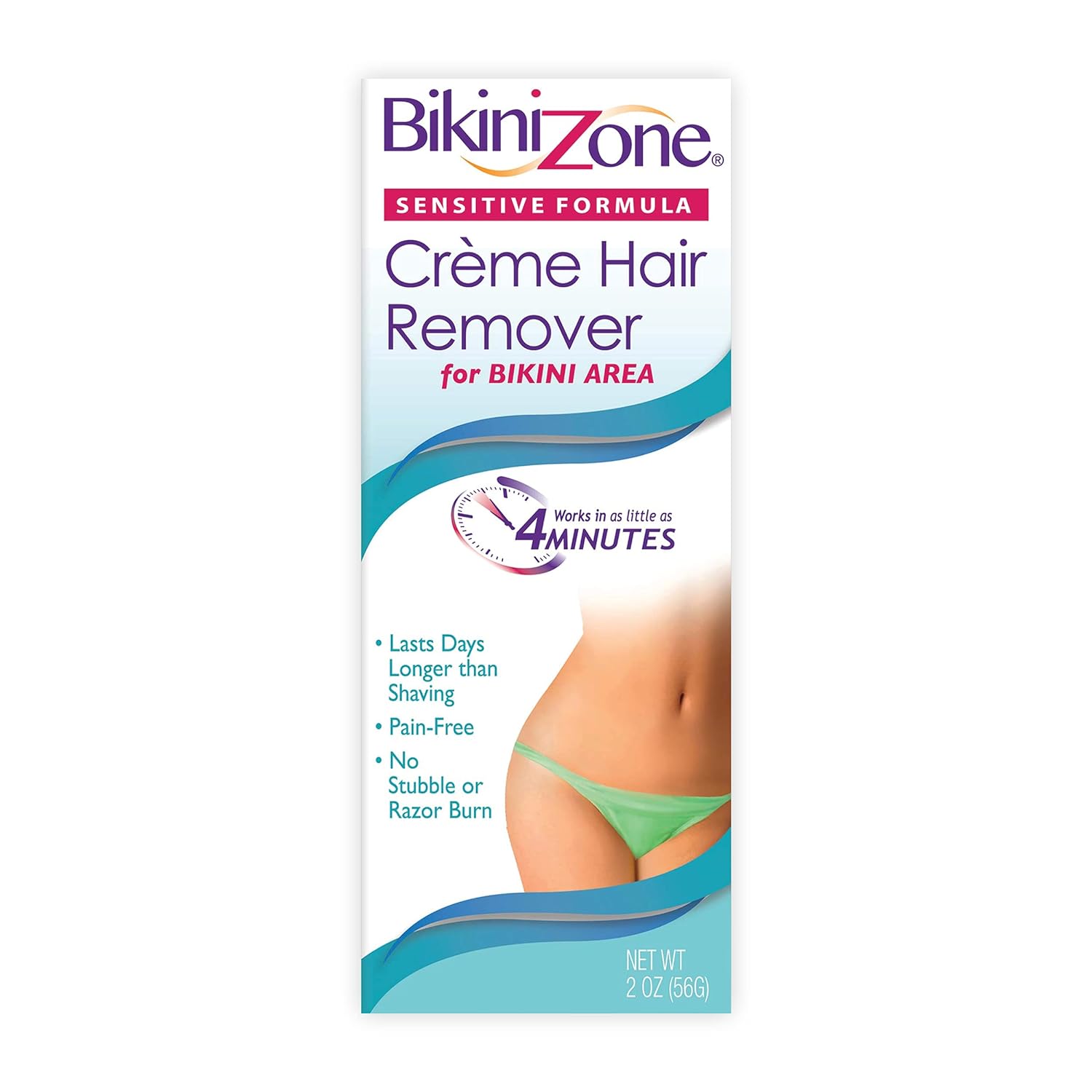 Bikini Zone Crème Hair Remover – Instant Hair Removal for Women – Depilatory Cream for Sensitive Skin & Delicate Areas – Lasts Longer than Shaving – Painless w/Aloe, Chamomile & Green Tea