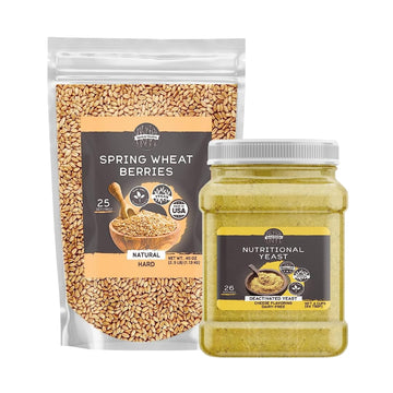 Birch & Meadow Nutritional Yeast Flakes And Red Wheat Berries Bundle, Various Sizes, Vegan, Flavorful