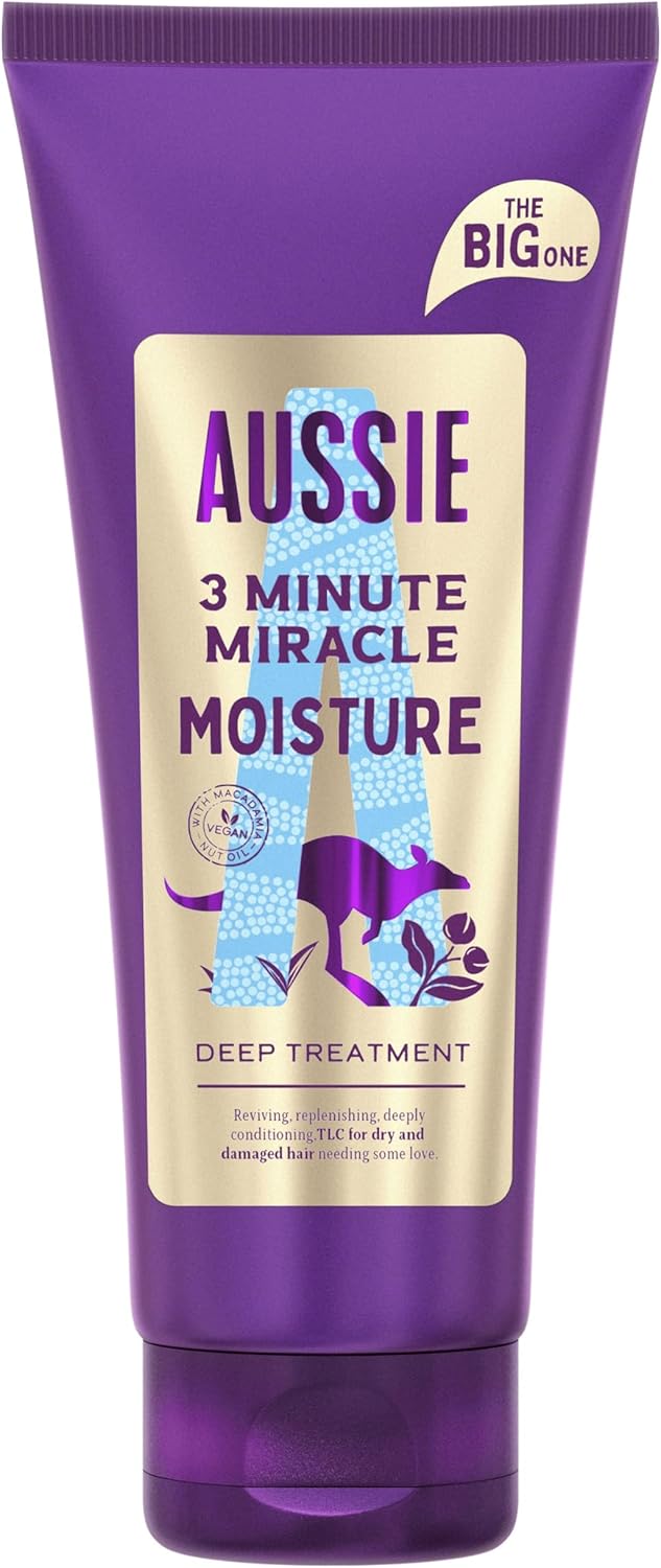 Aussie Deeep Moisture Hair Mask, Vegan Hair Treatment - For Very Dry, Thick And Curly Hair - With Avocado Oil, Jojoba Oil And Macadamia Nut Oil, 300Ml