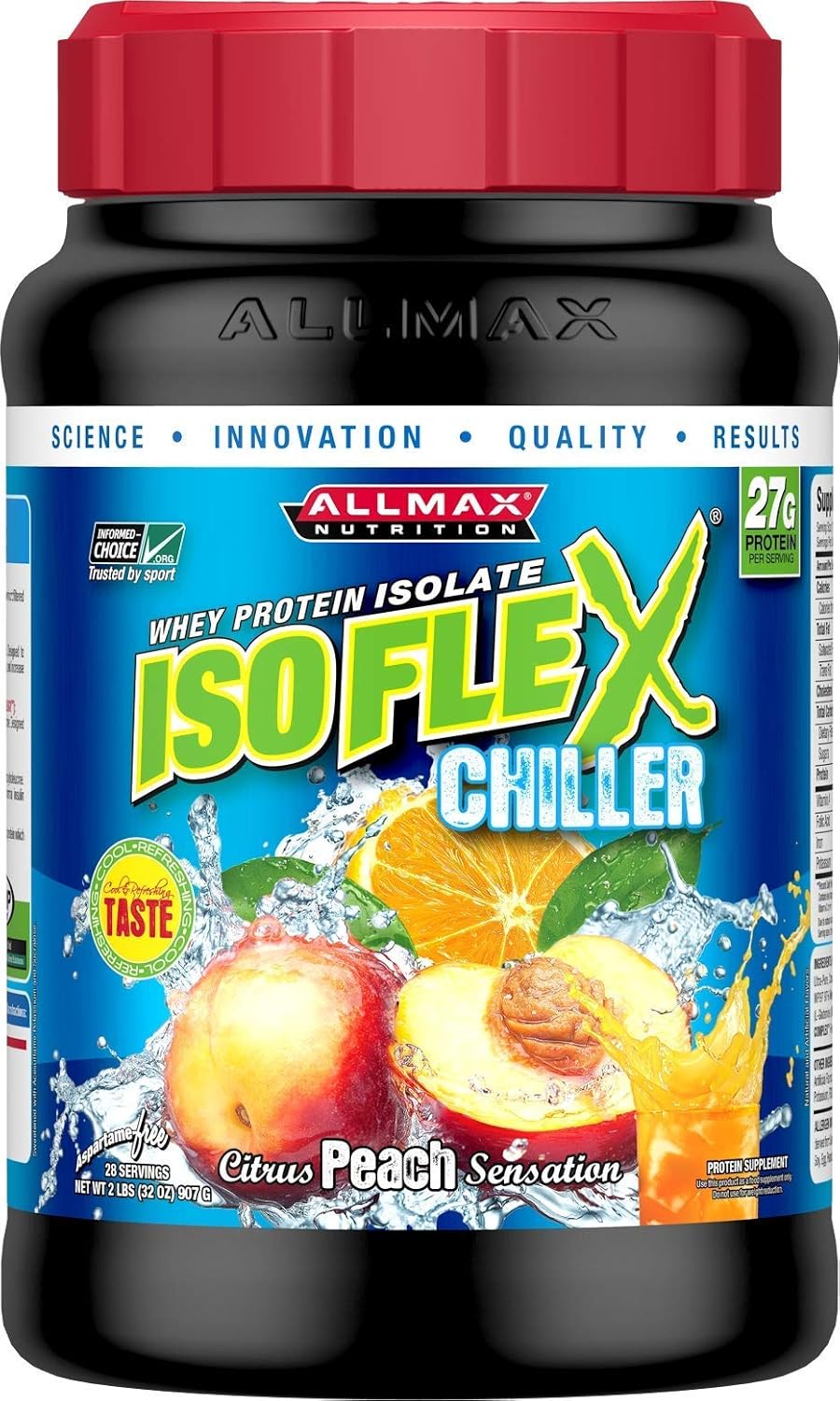 Allmax Nutrition - Isoflex Whey Protein Powder, Whey Protein Isolate, 27G Protein, Citrus Peach Sensation, 2 Pound