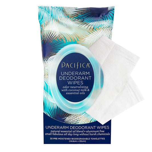 Pacifica Beauty, Coconut Milk & Essential Oils Underarm Deodorant Wipes, 30 Count (Pack Of 4), Remove Odor On-The-Go, Aluminum Free, Travel Friendly, Fresh Coconut Scent, 100% Vegan And Cruelty Free