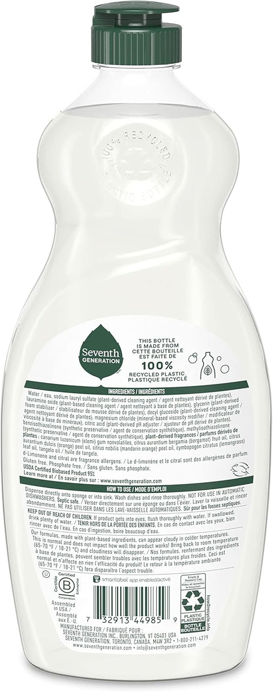 Seventh Generation Dish Liquid Soap Clementine Zest Lemongrass Pack Of 6 Dishwashing Soap Liquid Soap 19 Oz