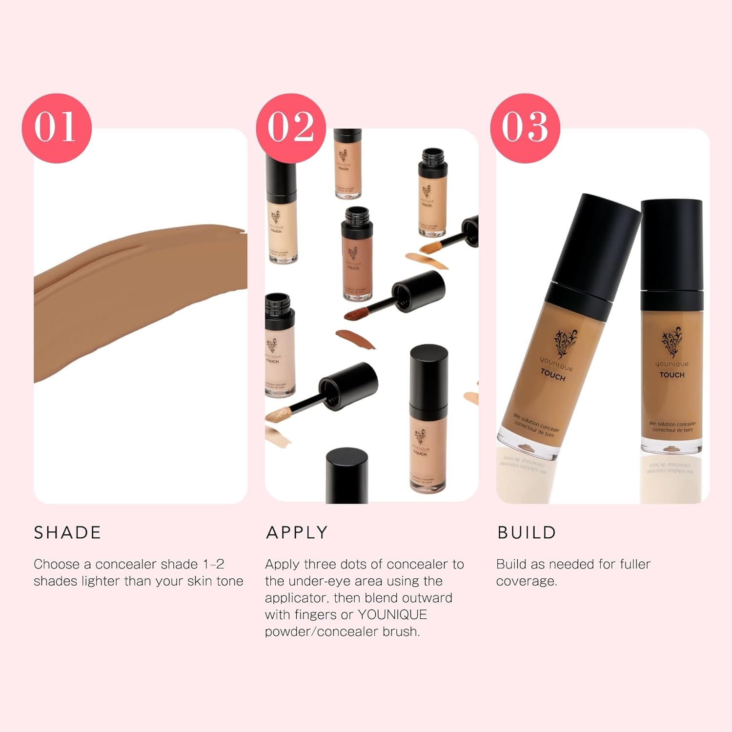 Younique Touch Skin Solution Concealer In Taffeta | Full Coverage Liquid Concealer Makeup For Face And Body | Blendable | Vitamin E, Caffeine, Squalane, And Sodium Hyaluronate | Travel Essentials : Beauty & Personal Care