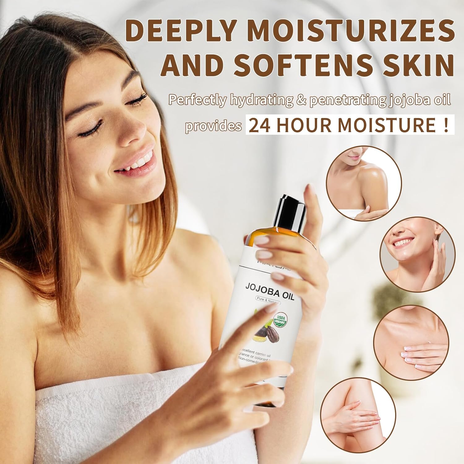 Mayjam Jojoba Carrier Oil For Skin Pure Massage Oils 16 Fl.Oz.Cold Pressed Unrefined Natural Jojoba Oil For Hair,Face Body,Ear Stretch,Nails,Deeply Moisturizing For Essential Oils Mixing : Beauty & Personal Care