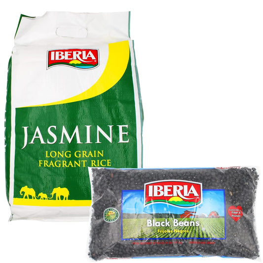 Iberia Jasmine Long Grain Fragrant Rice, 18 lb. + Ibeia Dry Black Beans, 4 lb. : Everything Else