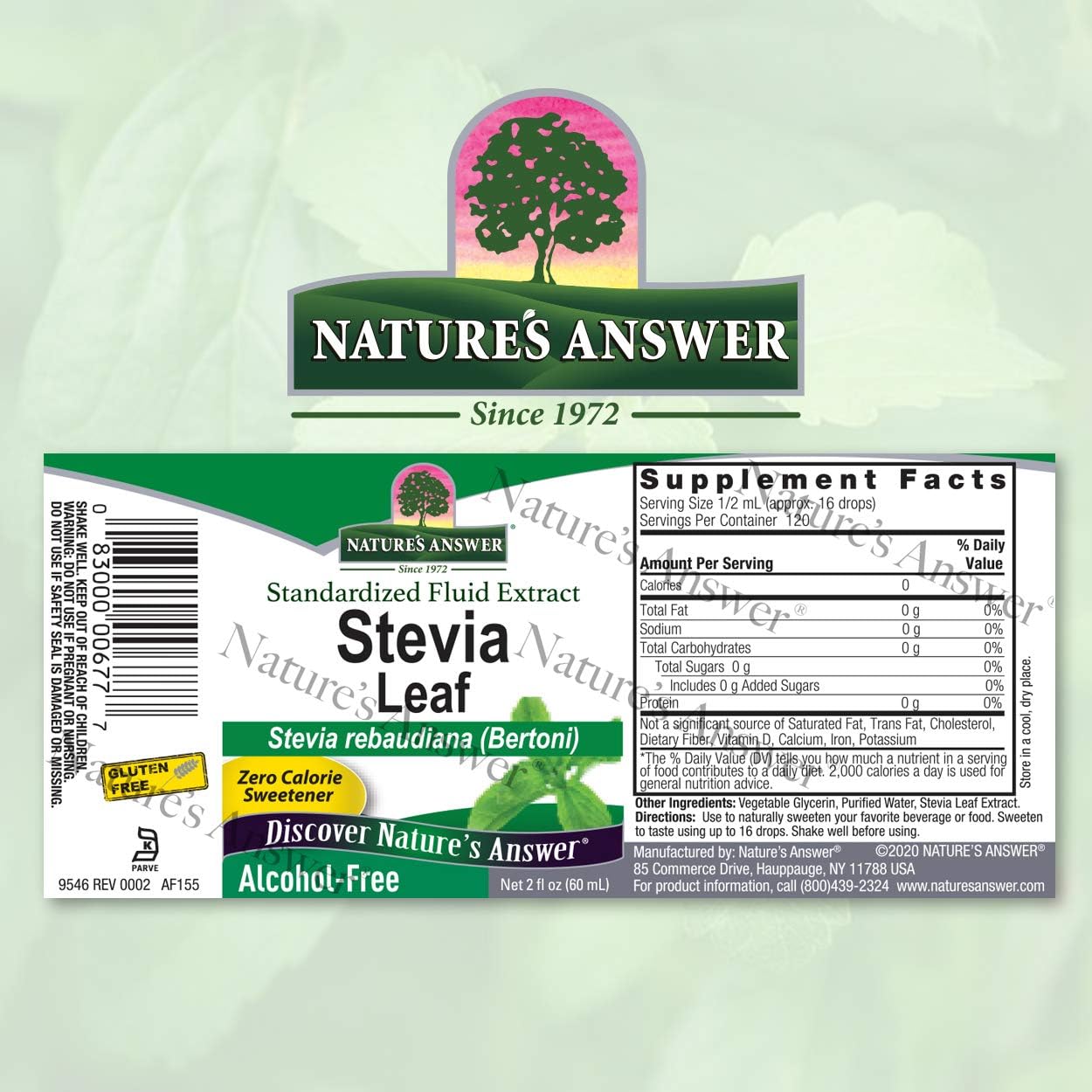 Nature's Answer Alcohol-Free Stevia Leaf Liq Extract Drops, 2-  Gluten and Alcohol Free Standardized Stevia Drops | Natural Sweetener | Diabetic Friendly | Keto Friendly
