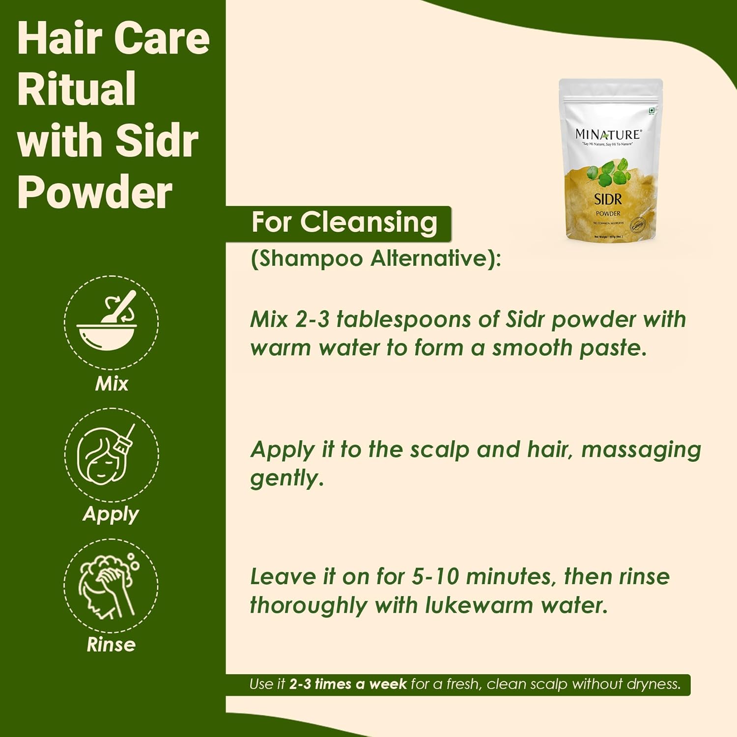 Mi Nature Fresh Sidr Leaves Powder 100G(3.5Oz) | Natural Deep Cleansing & Conditioning Herb For Hair Care| Traditional Herbal Cleanser |Plant-Based Source Of Mucilages And Saponins
