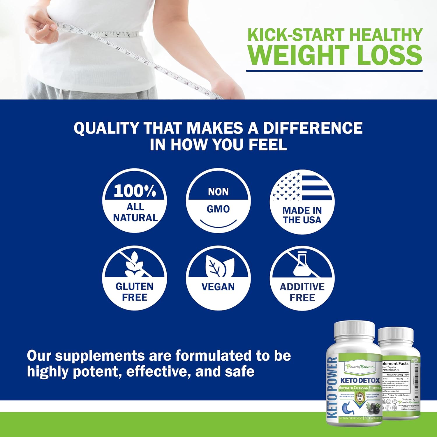 Power By Naturals Keto Detox & Support – Herbal Blend For Energy & Digestive Balance – 60 Capsules : Health & Household