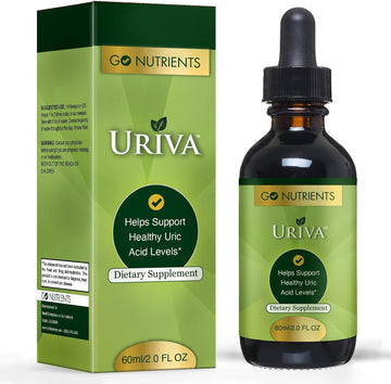 Go Nutrients Uriva Advanced Uric Acid Flush Cleanse with Tart Cherry Extract Celery Seed Extract Turmeric & More High Absorption Liquid Drops Supplement for Joints and Kidney 2.0 oz. | 48 Servings