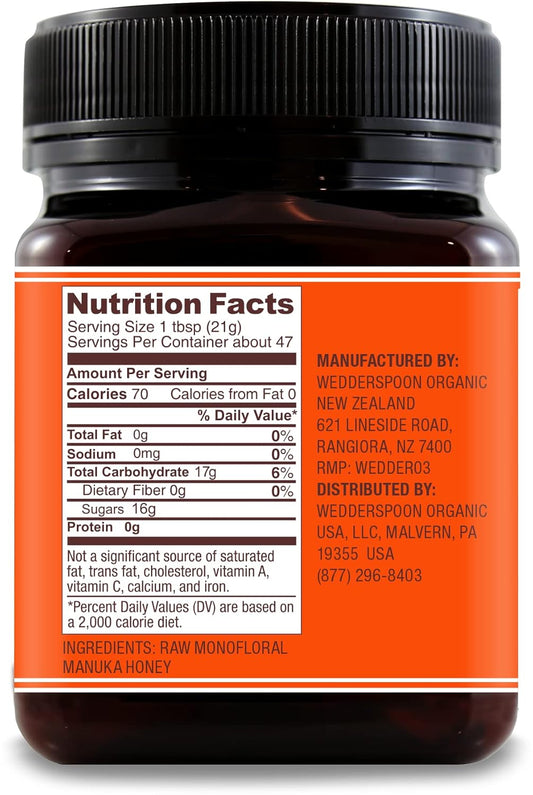 Wedderspoon Raw Premium Manuka Honey, Kfactor 16, 35.2 Oz, Unpasteurized, Genuine New Zealand Honey, Traceable From Our Hives To Your Home