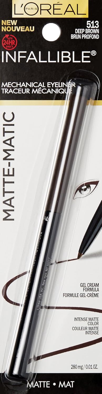 L'Oreal Paris Infallible Matte-Matic Mechanical Eyeliner, Deep Brown, 0.01 Oz