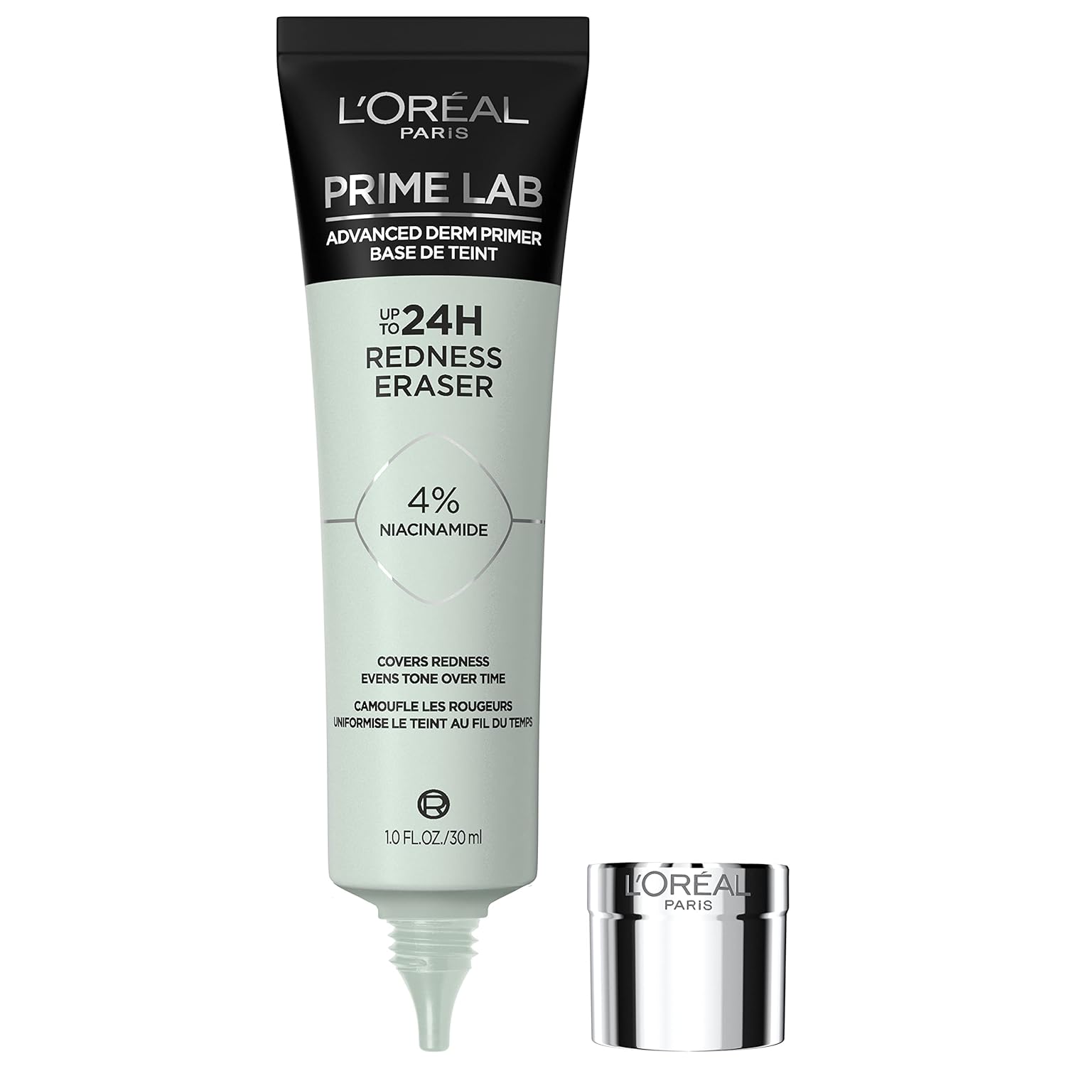 L'Oreal Paris Prime Lab Up To 24H Redness Eraser Face Primer Infused With Niacinamide To Reduce Face Redness And Extend Makeup Wear, 1.01 Fl Oz