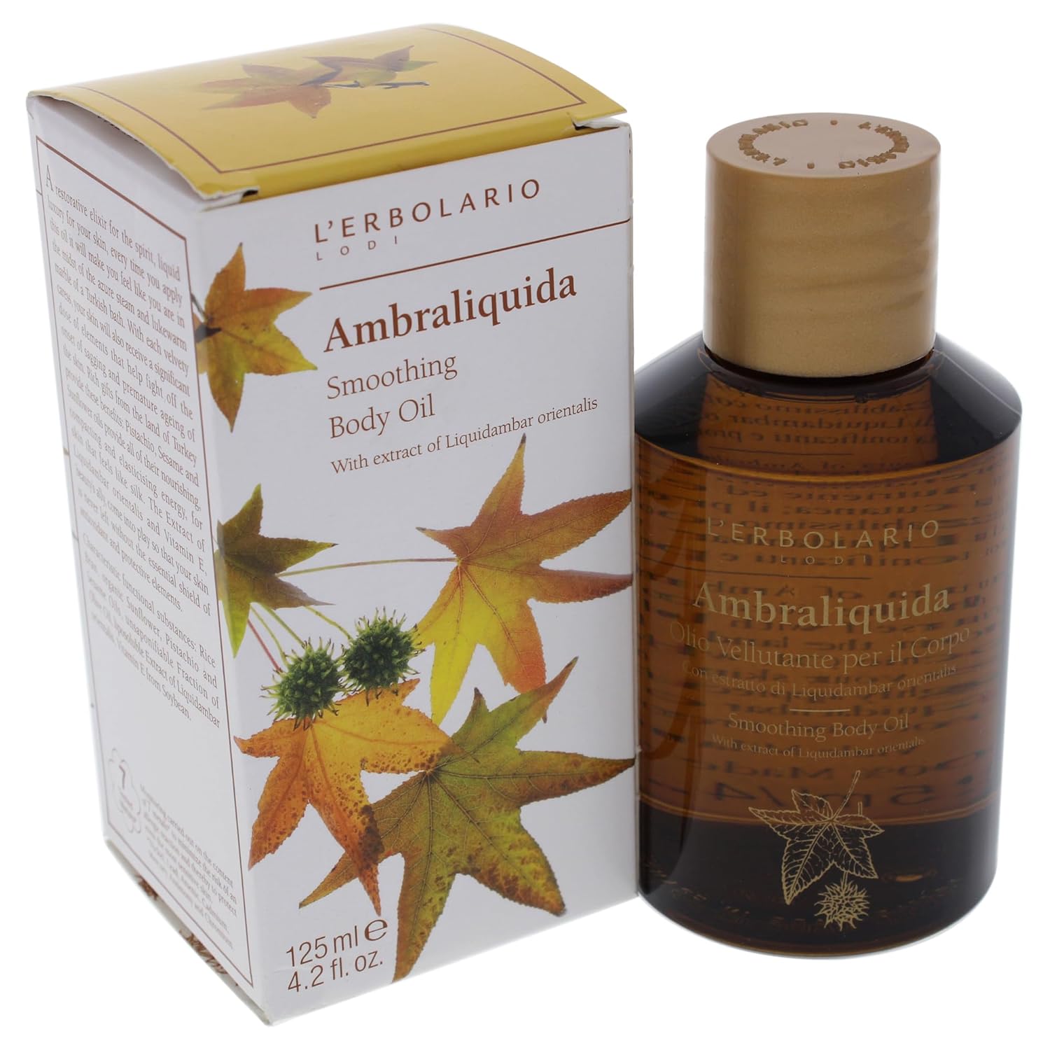 L’Erbolario Ambraliquida Smoothing Body Oil - Firming, Anti-Aging, Dry Skin Moisturizer - Massage And Vitamin E Oil With Liquidambar Extract - 4.2 Oz : Beauty & Personal Care