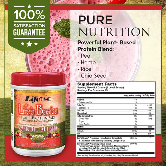 LIFETIME Plant Based Protein Powder | Fruit Blend - Pomegranate, Mango
