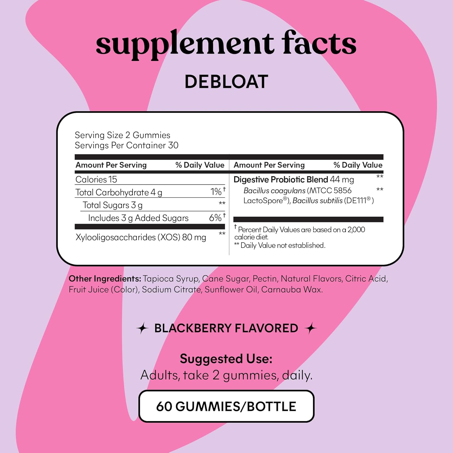 Buy Lemme Debloat - Digestive & Gut Health Gummies With 2 Clinically Studied Probiotics & Prebiotic, Vegetarian, Gluten Free, Non Gmo, Blackberry Flavor (60 Count) On  Free Shipping On Qualified Orders