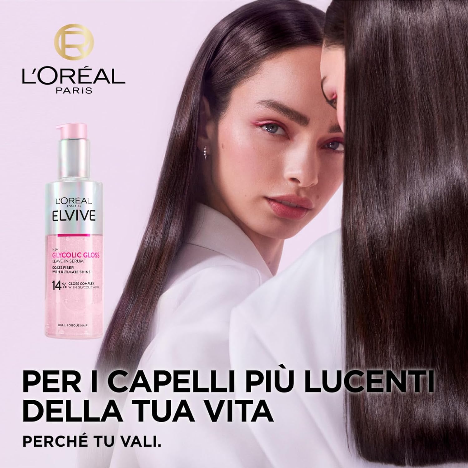 L'Oréal Paris Elvive Glycolic Gloss Conditioner 150Ml + Shampoo 200Ml + Leave-In Serum 150Ml Set For Dull And Porous Hair Intense And Long-Lasting Shine - 3 Bottles