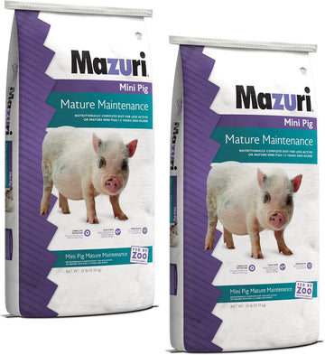 Mazuri | Nutritionally Complete Mini Pig Mature Maintenance Food | 25 Pound (25 Lb.) Bag - Pack Of 2